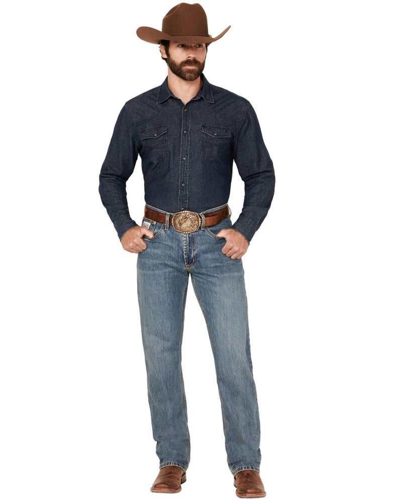 Cinch Men's White Label Relaxed Fit Jean, Medium Stone Wash, 38W x 34L - Image 1